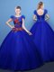 Charming Scoop Royal Blue Lace Up Vestidos de Quinceanera Appliques Short Sleeves Floor Length Charming Scoop Royal Blue Lace Up Vestidos de Quinceanera Appliques Short Sleeves Floor Length