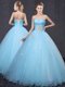 Trendy Floor Length Light Blue Sweet 16 Dress Sweetheart Sleeveless Lace Up