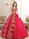 Excellent Sequins Floor Length Red Sweet 16 Quinceanera Dress Off The Shoulder Sleeveless Lace Up