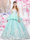 Clearance Scoop Sleeveless Quinceanera Dress Floor Length Lace and Appliques Apple Green Organza and Tulle