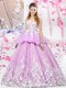 Low Price Lilac Ball Gowns Organza and Tulle Scoop Sleeveless Lace and Appliques Floor Length Lace Up 15 Quinceanera Dress