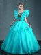Smart Organza Sweetheart Sleeveless Lace Up Embroidery Sweet 16 Dresses in Aqua Blue