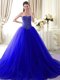 Sleeveless Brush Train Beading Lace Up Sweet 16 Dresses