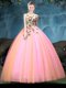 Multi-color Sleeveless Floor Length Appliques Lace Up Ball Gown Prom Dress