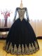 Scoop Tulle Sleeveless Floor Length Vestidos de Quinceanera and Appliques
