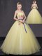 Sumptuous Strapless Sleeveless Tulle 15th Birthday Dress Appliques Lace Up