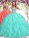 Apple Green Sweetheart Lace Up Beading and Ruffles Quinceanera Dress Sleeveless