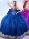 Elegant Royal Blue Lace Up Quinceanera Gowns Beading and Lace and Bowknot Sleeveless Floor Length
