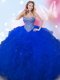 Royal Blue Lace Up Sweetheart Beading Quinceanera Dress Tulle Sleeveless