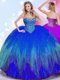Exquisite Floor Length Lace Up Quinceanera Gown Royal Blue for Military Ball and Sweet 16 and Quinceanera with Beading