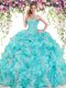 Glorious Blue And White Sweetheart Lace Up Beading and Ruffles Sweet 16 Dresses Sleeveless