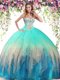Multi-color Tulle Lace Up 15 Quinceanera Dress Sleeveless Floor Length Beading