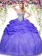 Luxury Pick Ups Sweetheart Sleeveless Lace Up Quince Ball Gowns Lavender Organza