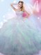 Multi-color Ball Gowns Beading Quinceanera Gown Lace Up Tulle Sleeveless Floor Length