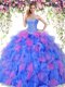Nice Multi-color Ball Gowns Organza Sweetheart Sleeveless Beading and Ruffles Floor Length Lace Up 15th Birthday Dress