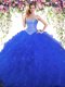 Floor Length Royal Blue Quinceanera Dresses Sweetheart Sleeveless Lace Up