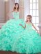 Apple Green Sweetheart Neckline Beading and Ruffles and Pick Ups Sweet 16 Dress Sleeveless Lace Up