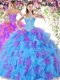 Pretty Sweetheart Sleeveless Organza Vestidos de Quinceanera Beading and Ruffles Lace Up