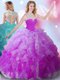 High-neck Sleeveless Zipper Sweet 16 Quinceanera Dress Multi-color Tulle