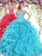 Delicate Baby Blue Sweet 16 Dresses Military Ball and Sweet 16 and Quinceanera and For with Beading and Ruffles Sweetheart Sleeveless Sweep Train Lace Up