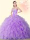 Eggplant Purple Sweetheart Lace Up Beading and Ruffles Quince Ball Gowns Sleeveless