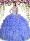 Colorful Organza Sleeveless Floor Length Quinceanera Gowns and Beading and Ruffles