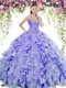 Superior Lavender Organza and Taffeta Lace Up Sweetheart Sleeveless Floor Length Quinceanera Dress Beading and Ruffles
