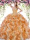 Glamorous Multi-color Organza Lace Up Ball Gown Prom Dress Sleeveless Floor Length Beading and Ruffles