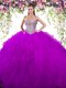 Glorious Beading 15th Birthday Dress Eggplant Purple Lace Up Sleeveless Floor Length