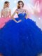 Gorgeous Beading Quince Ball Gowns Royal Blue Zipper Sleeveless Floor Length