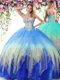 Sexy Multi-color Sleeveless Floor Length Beading Lace Up Ball Gown Prom Dress