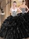 Glamorous Organza Sleeveless Floor Length Sweet 16 Dresses and Ruffles and Pattern