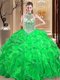 Halter Top Sleeveless Beading and Ruffles Lace Up Quinceanera Dresses