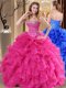 Beautiful Sweetheart Sleeveless Organza Vestidos de Quinceanera Beading and Ruffles Lace Up