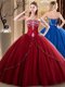 Fitting Floor Length Ball Gowns Sleeveless Wine Red Quince Ball Gowns Lace Up