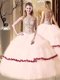 Ball Gowns Sweet 16 Dress Peach Scoop Tulle Sleeveless Floor Length Lace Up