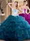 Flirting Sleeveless Lace Up Floor Length Embroidery and Ruffled Layers Sweet 16 Dress