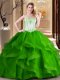 Trendy Sleeveless Lace Up Floor Length Embroidery Sweet 16 Dress