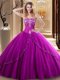 Clearance Floor Length Ball Gowns Sleeveless Fuchsia 15 Quinceanera Dress Lace Up