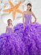 Elegant Floor Length Purple Quinceanera Gown Sweetheart Sleeveless Lace Up