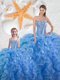 Customized Ball Gowns Ball Gown Prom Dress Baby Blue Sweetheart Organza Sleeveless Floor Length Lace Up