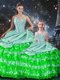 Exceptional Multi-color Ball Gown Prom Dress Military Ball and Sweet 16 and Quinceanera and For with Beading and Ruffles Sweetheart Sleeveless Lace Up