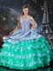High Class Multi-color Organza Lace Up Sweetheart Sleeveless Floor Length 15th Birthday Dress Beading and Ruffles