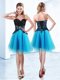 Baby Blue Sleeveless Appliques Mini Length