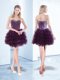 Beading and Ruffles Prom Evening Gown Dark Purple Lace Up Sleeveless Floor Length