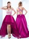 High Quality Fuchsia Sweetheart Neckline Beading Dress for Prom Sleeveless Criss Cross