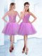 Sexy Sleeveless Lace Up Knee Length Beading Prom Gown