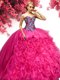 Dazzling Sleeveless Beading and Ruffles Lace Up 15th Birthday Dress