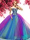 Multi-color Ball Gown Prom Dress Military Ball and Sweet 16 and Quinceanera and For with Beading Sweetheart Sleeveless Lace Up