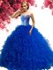 Hot Selling Sleeveless Lace Up Floor Length Beading and Ruffles Vestidos de Quinceanera
